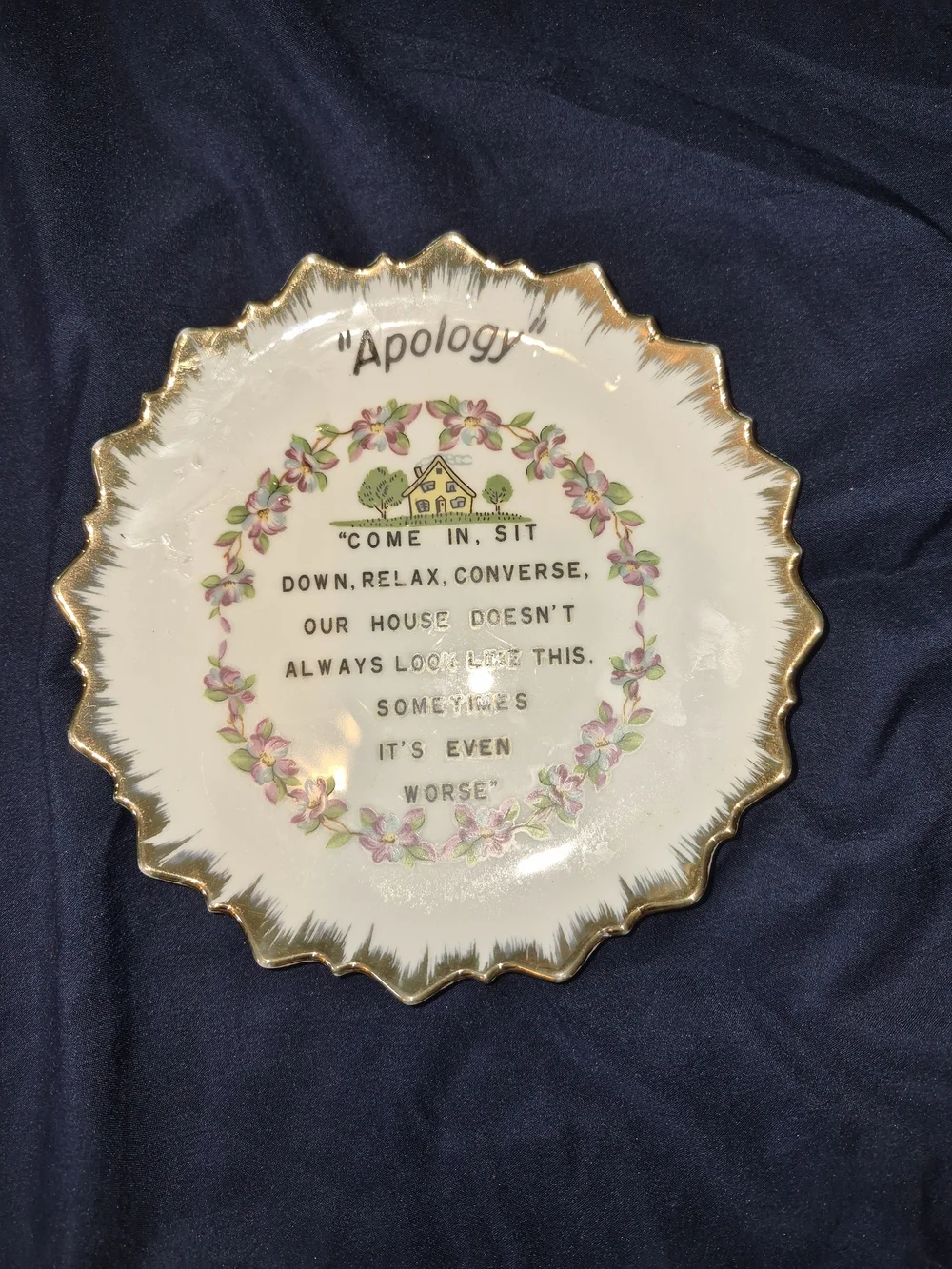 Apology Decorative Ceramic Plate with Gold Trim